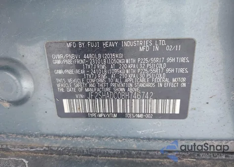 2011 Subaru Forester 2.5X Premium z USA, uszkodzony, nr VIN JF2SHADC0BH746742